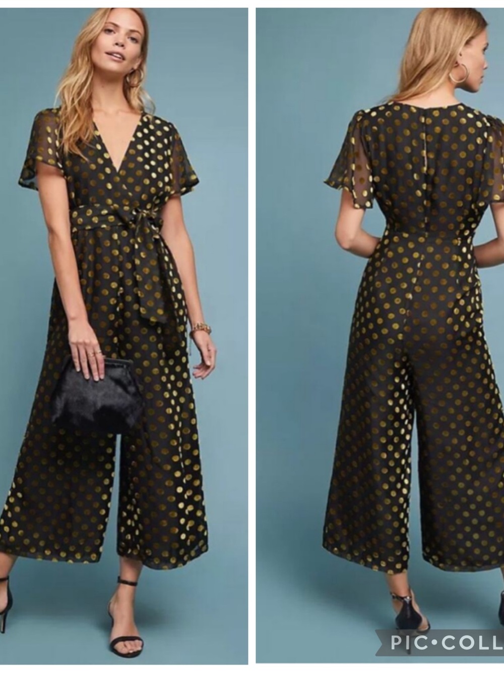 Anthropologie ASTR the label Metallic Polka Dot Jumpsuit Size Small